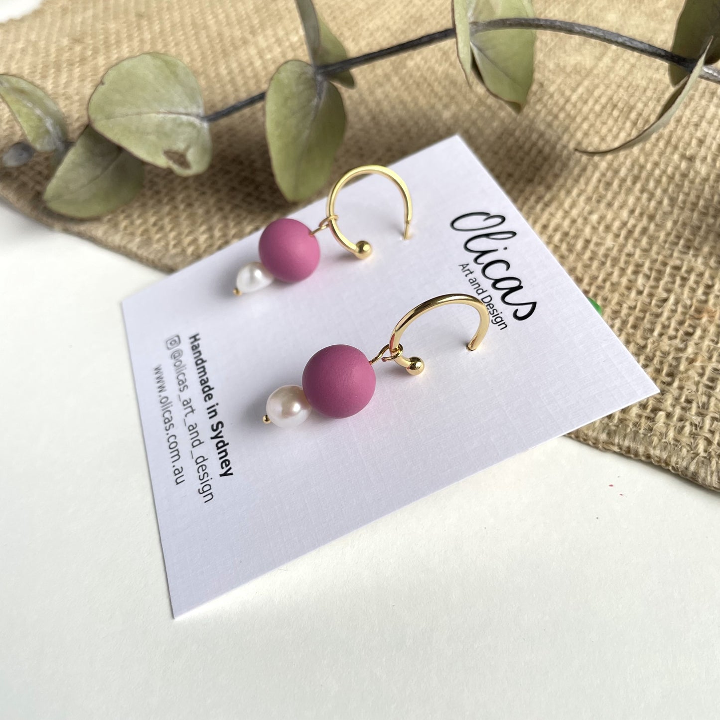 Tilly Dangles with Fresh Pearls in Dusty Pink