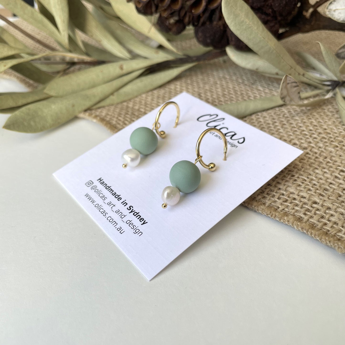 Tilly Dangles with Fresh Pearls in Green