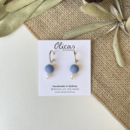 Tilly Dangles with Fresh Pearls in Blue