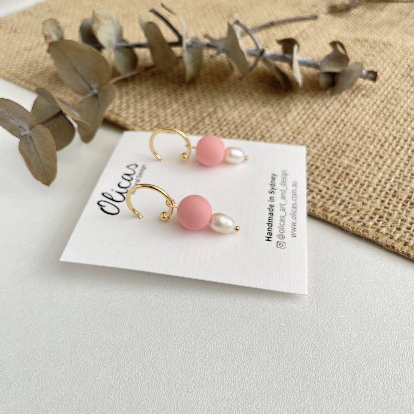 Tilly Dangles with Fresh Pearls in Salmon Pink