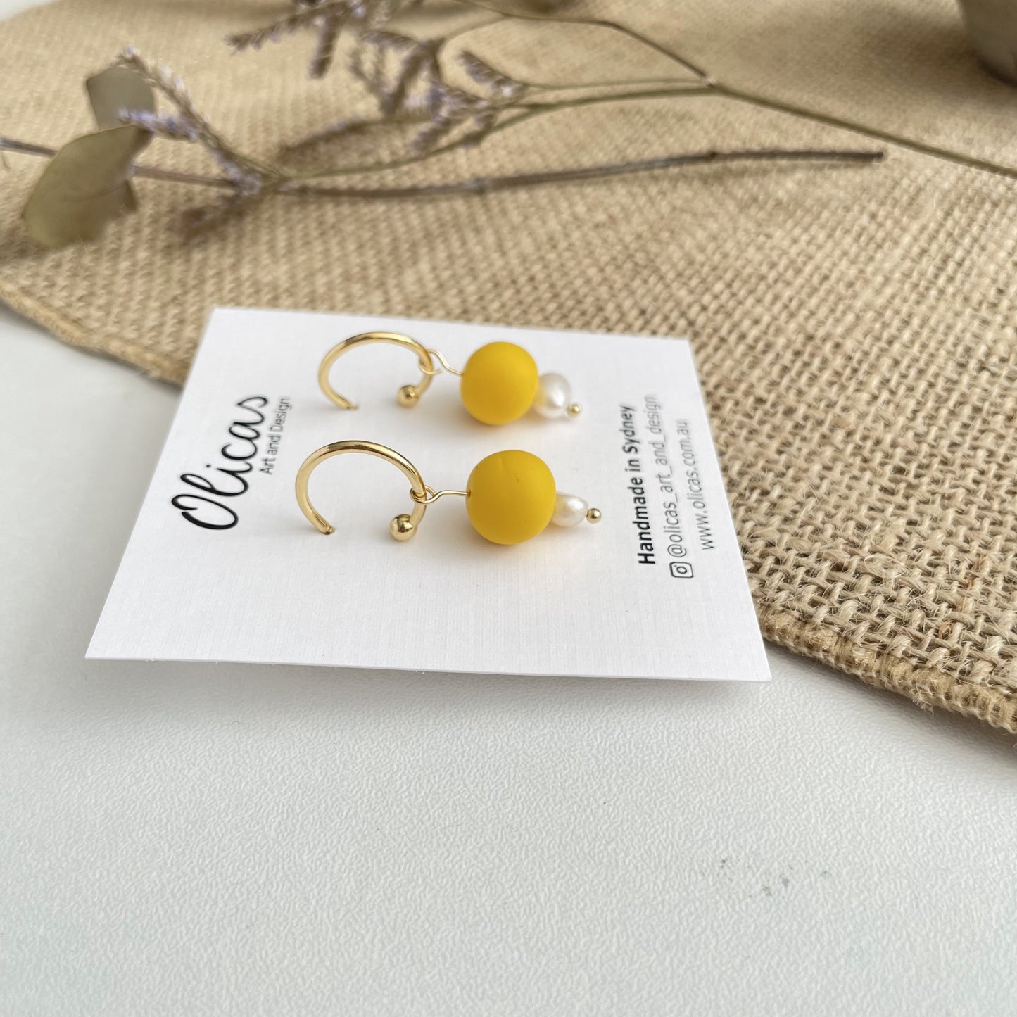 Tilly Dangles with Fresh Pearls in Yellow