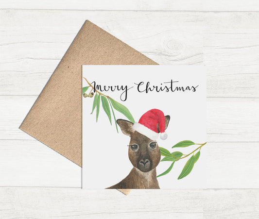 Watercolour Christmas Card - Kangaroo