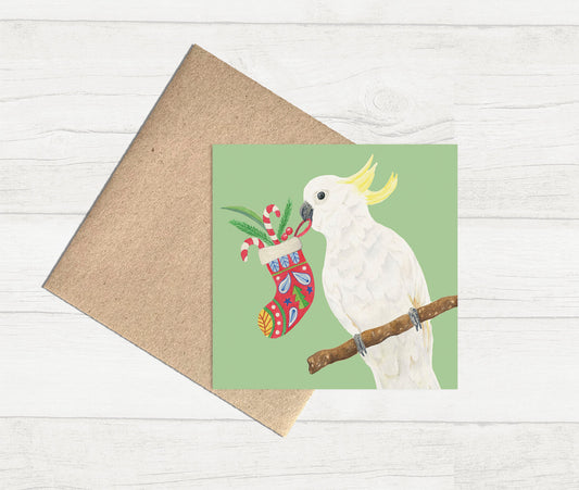 Watercolour Christmas Card - Cockatoo