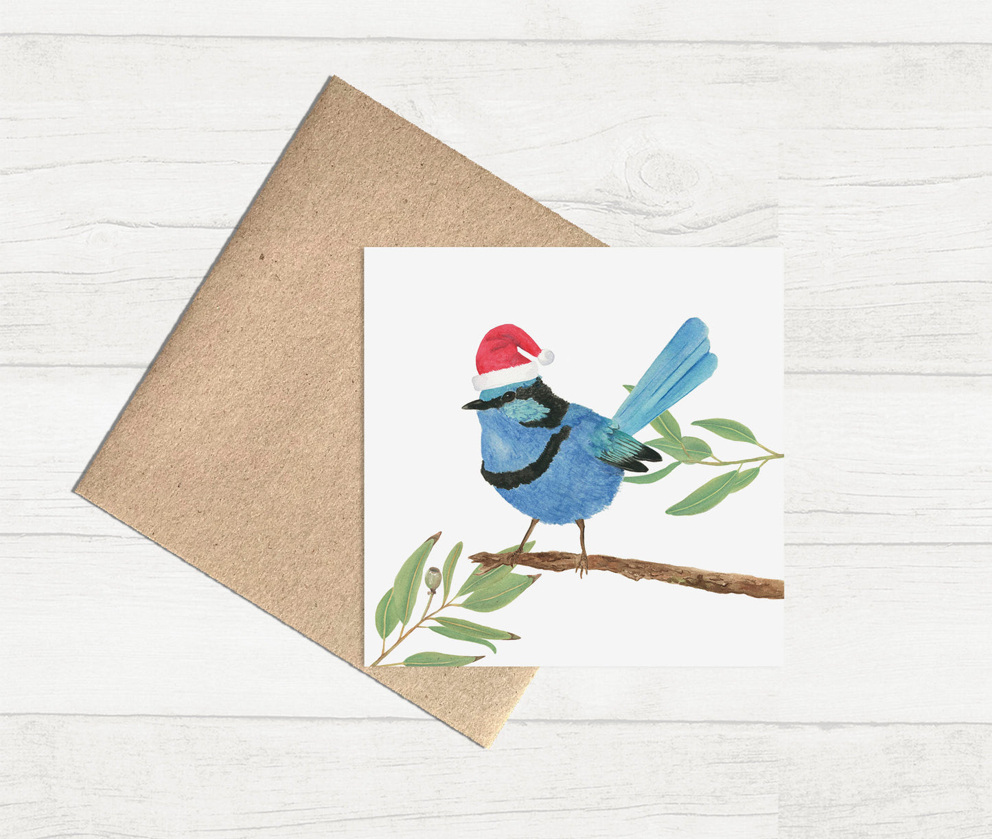 Watercolour Christmas Card - Fairy Wren