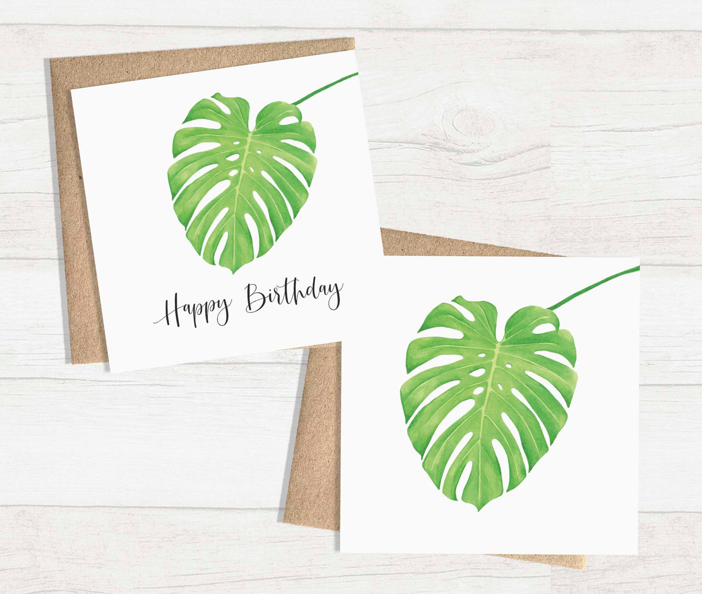 Watercolour Greeting Card - Monstera Leaf