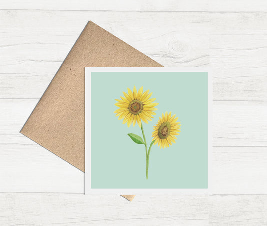 Watercolour Greeting Card - Sunflower Blank