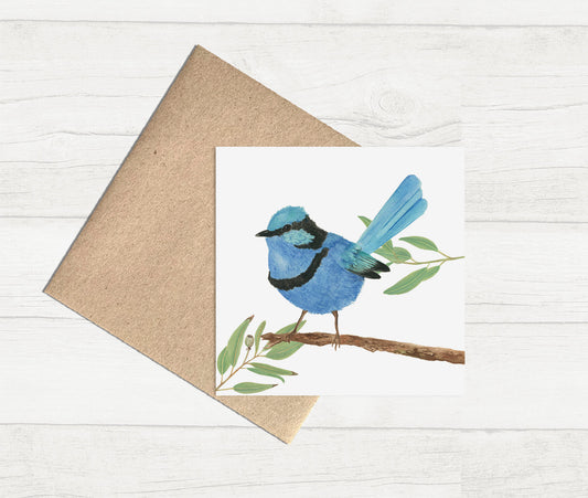 Watercolour Greeting Card - Fairy Wren