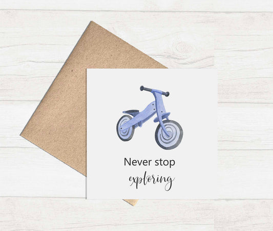 Watercolour Greeting Card - Blue Bicycle