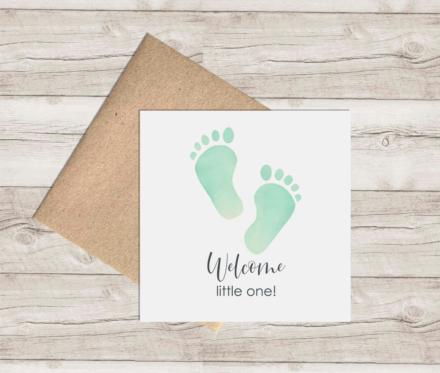 Watercolour Greeting Card - Baby Footprints