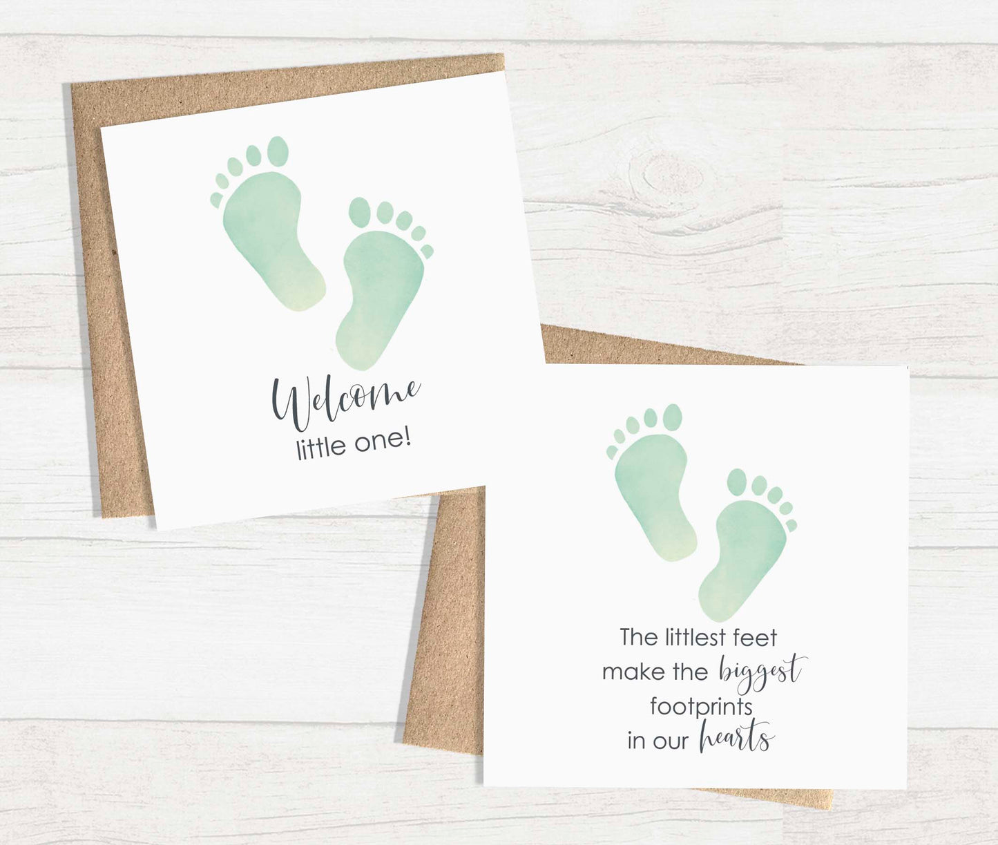 Watercolour Greeting Card - Baby Footprints