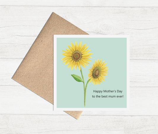 Mother's Day - Sunflower Watercolour Greeting Card