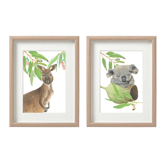 Koala and Kangaroo Set of 2 Watercolour Prints