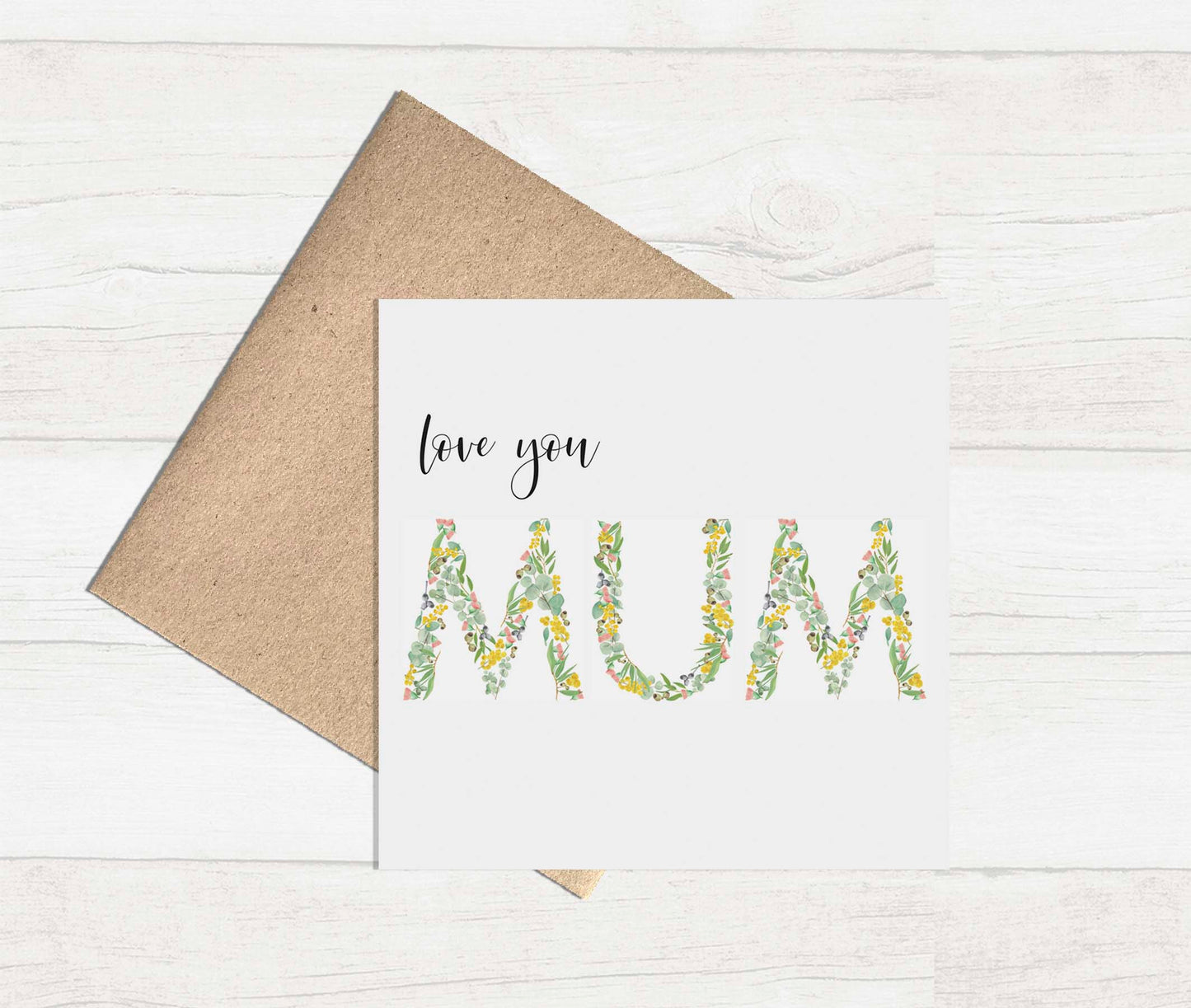 Mother's Day - Love you Mum Watercolour Greeting Card