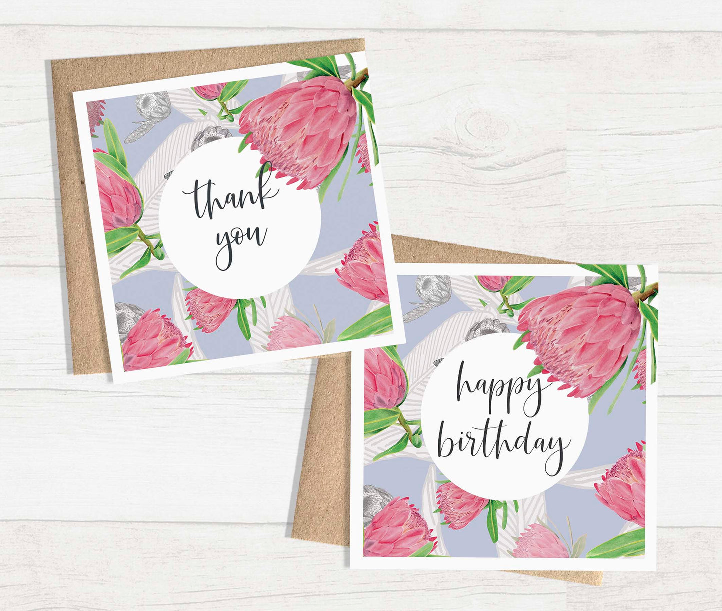 Watercolour Greeting Card - Protea Pattern